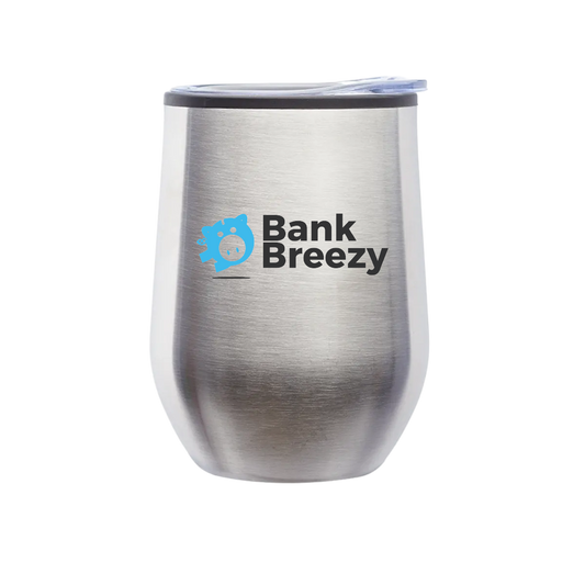 Bank Breezy - 12 oz. Shelby Stemless Wine Glass with lid