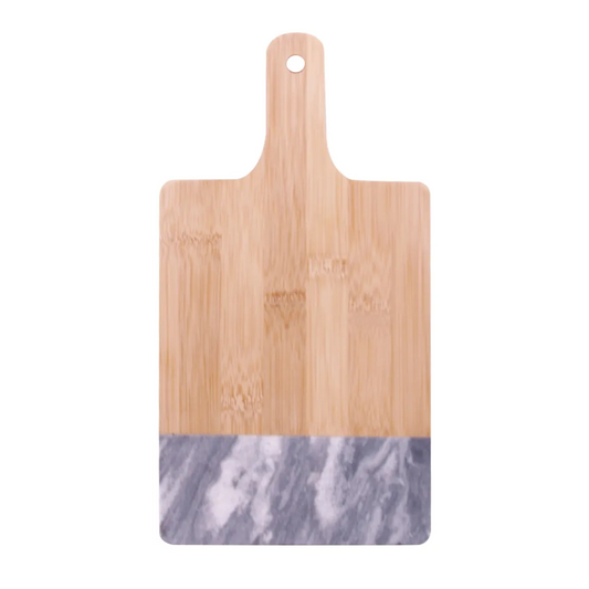 Custom Logo - Black Marble & Bamboo Cutting Board