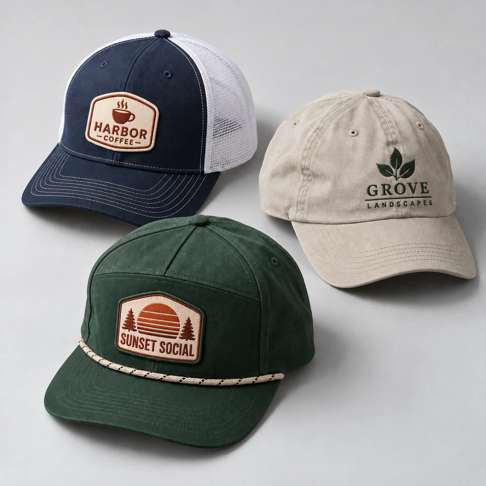 Custom logo caps and headwear
